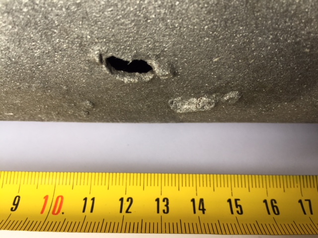 perforation at the location of welding spatter